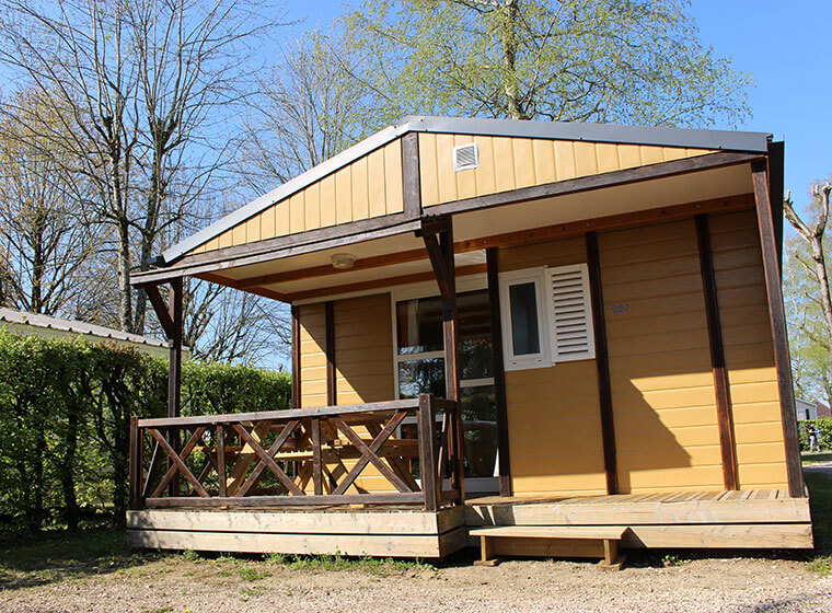 Gitotel chalet for five people outside view at camping le Val d'Amour in the Jura